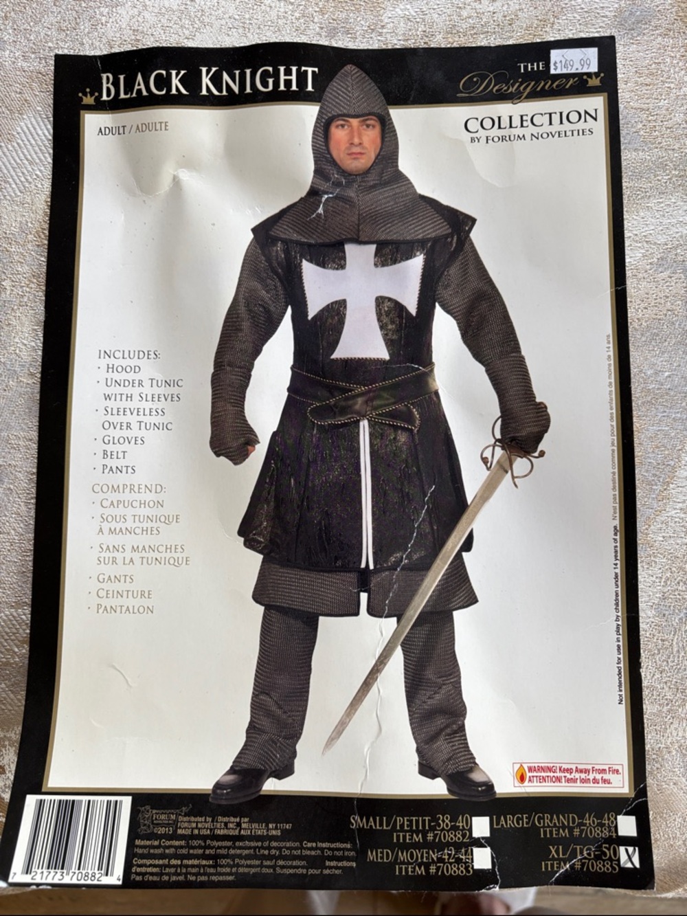 Medieval Black Night Costume Adult